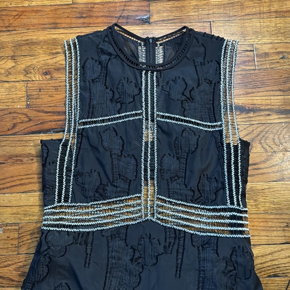 ALEXIS Rajani Black Sheer Details White Contrast Stitching Textured Mini Dress S - Picture 3 of 16